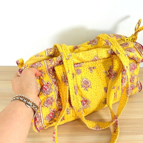 Floral Quilted Bag Women Shoulder Purse Duffel Cotton Swiss Dot VICTORIAN HEART - Picture 5 of 14